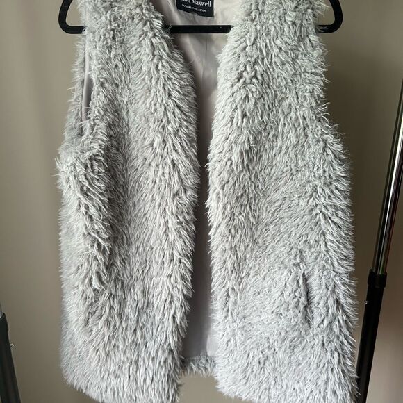 Jason Maxwell Outerwear Collection Womens Gray Faux Fur Cardigan Vest Size Large - Picture 2 of 7